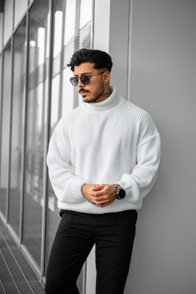 Boğazlı Örme Oversize Kazak