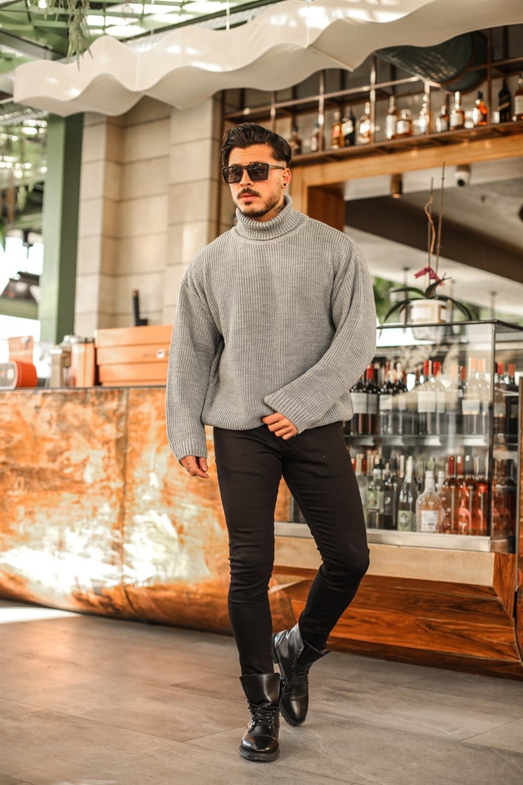 Boğazlı Örme Oversize Kazak