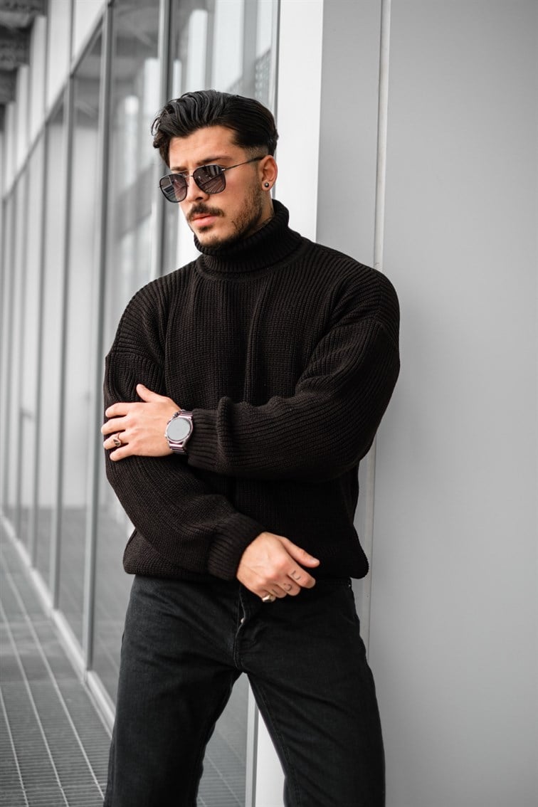 Boğazlı Örme Oversize Kazak