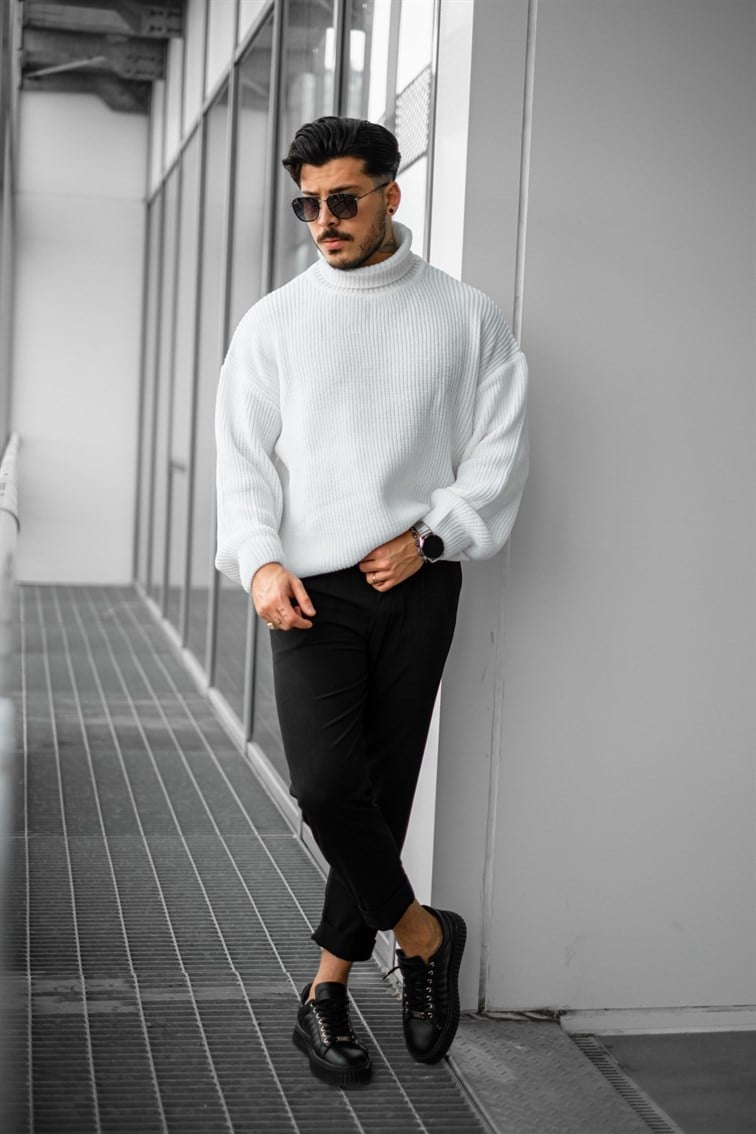 Boğazlı Örme Oversize Kazak