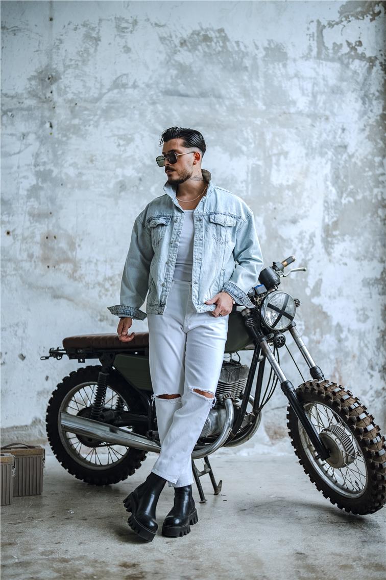 Boxy Fıt Denim Ceket Açık Mavi