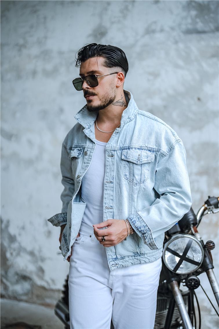 Boxy Fıt Denim Ceket Açık Mavi