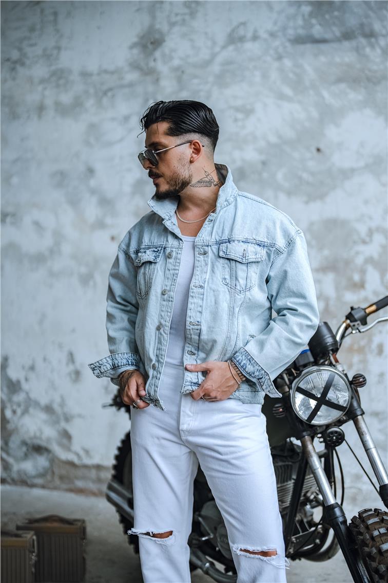 Boxy Fıt Denim Ceket Açık Mavi