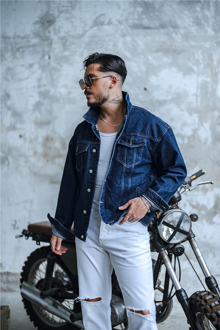 Boxy Fıt Denim Ceket Koyu Mavi