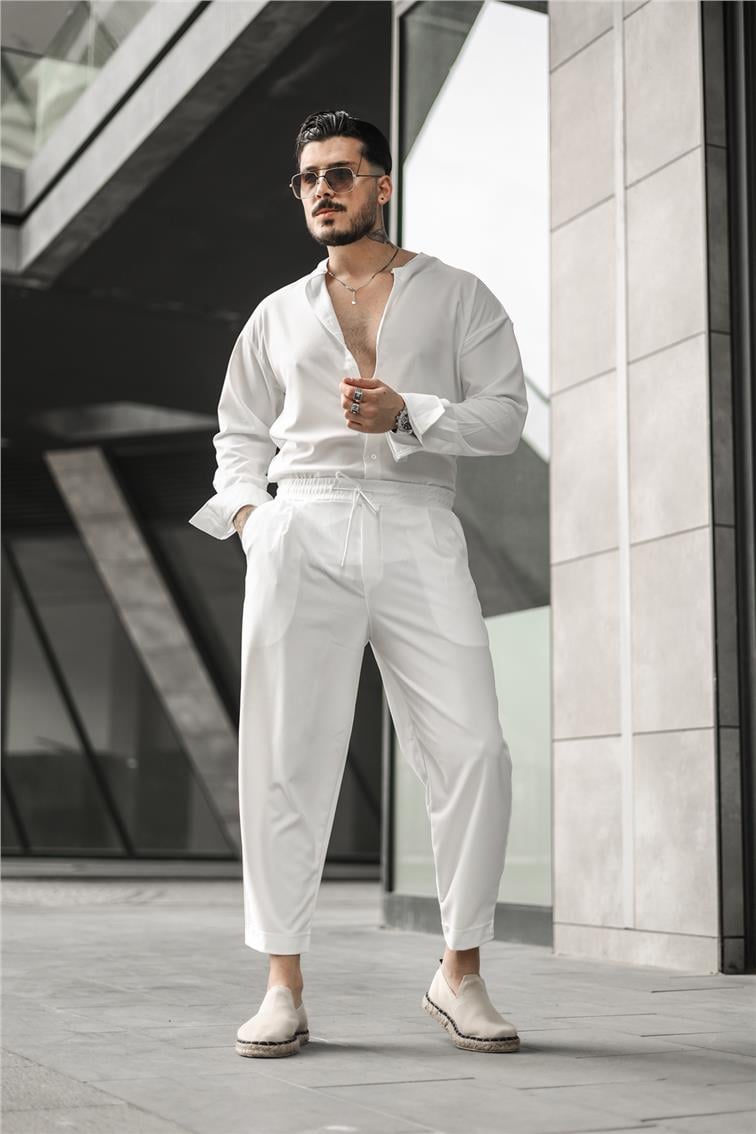 Boyfriend Basic Pantolon Beyaz