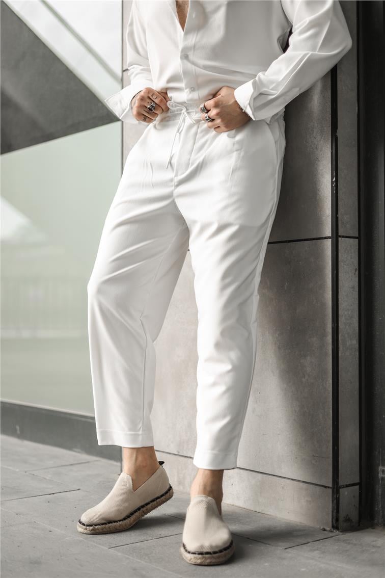 Boyfriend Basic Pantolon Beyaz