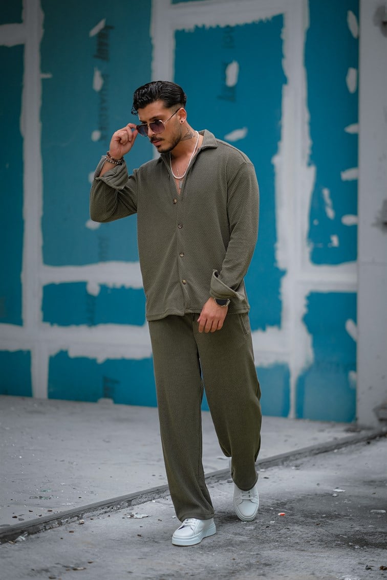 Çapraz Çizgili Oversize Gömlek