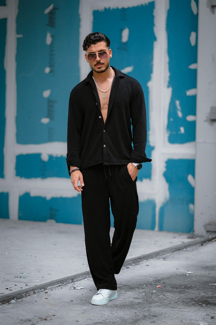 Çapraz Çizgili Oversize Gömlek