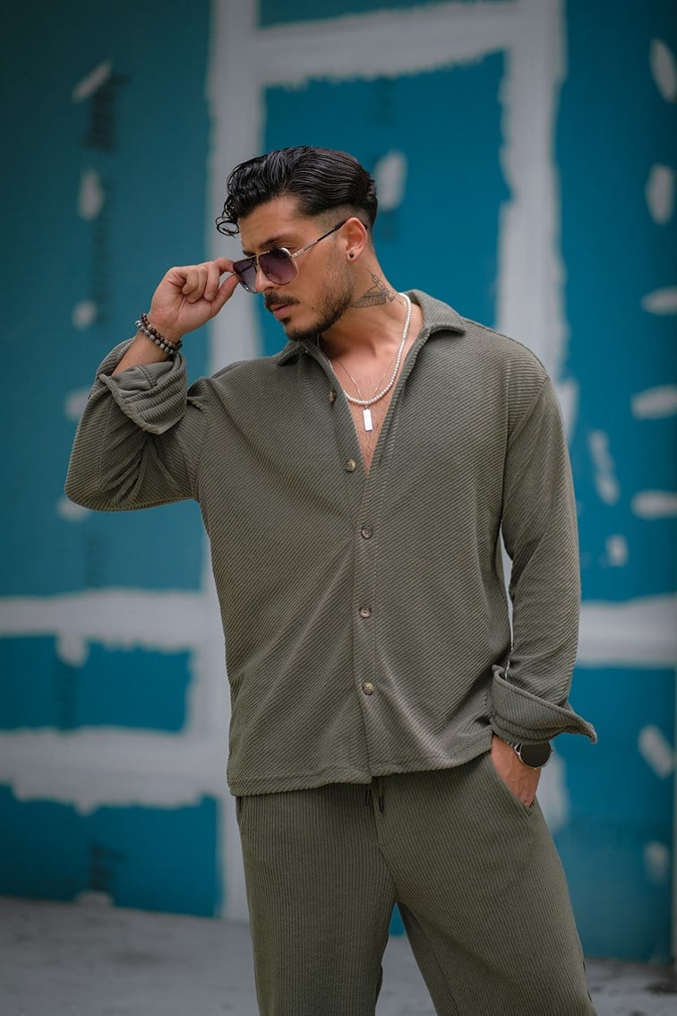 Çapraz Çizgili Oversize Gömlek