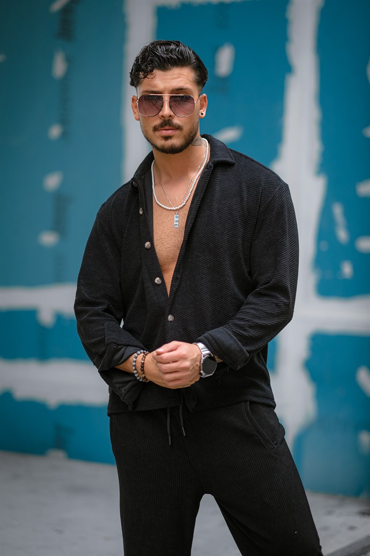 Çapraz Çizgili Oversize Gömlek