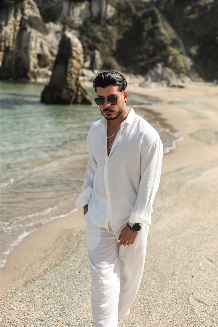 Cepsiz Basic Oversize Gömlek Beyaz