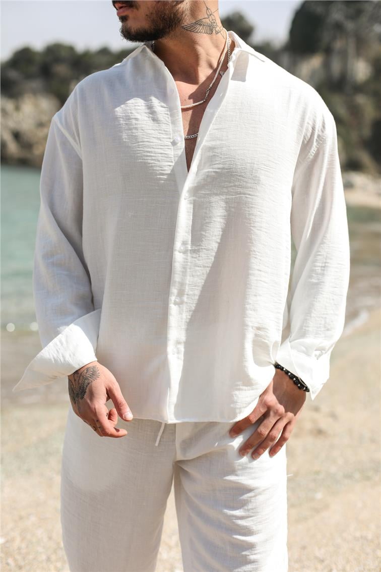 Cepsiz Basic Oversize Gömlek Beyaz