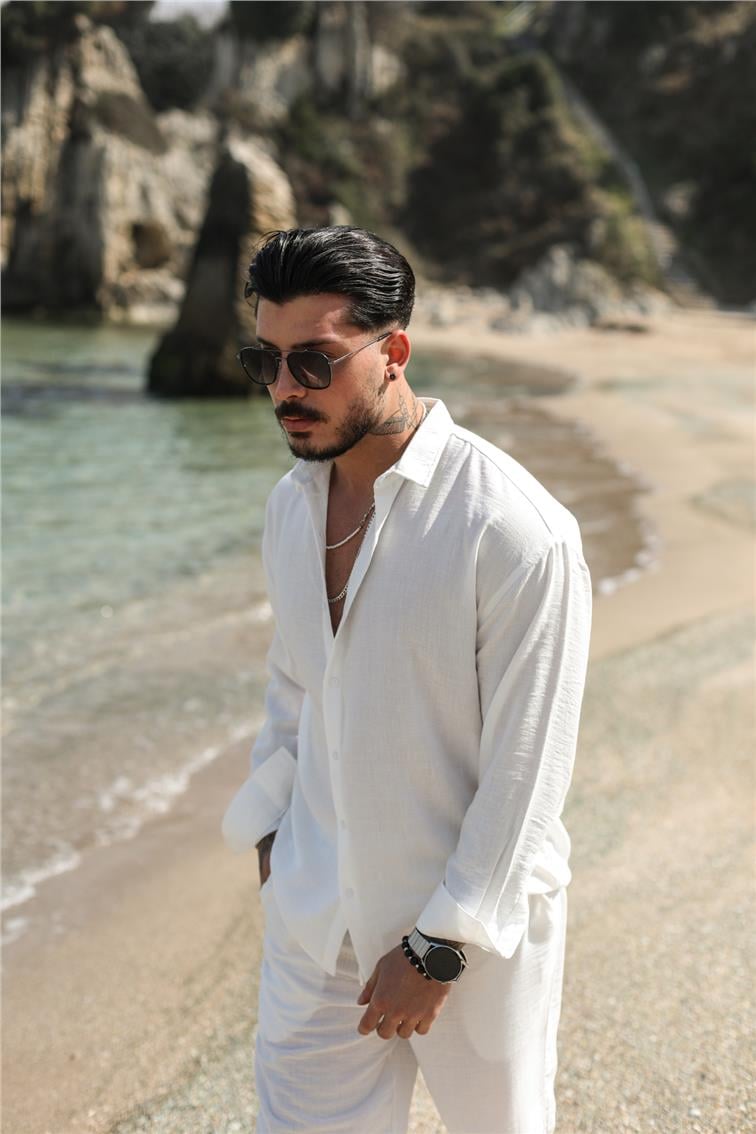Cepsiz Basic Oversize Gömlek Beyaz