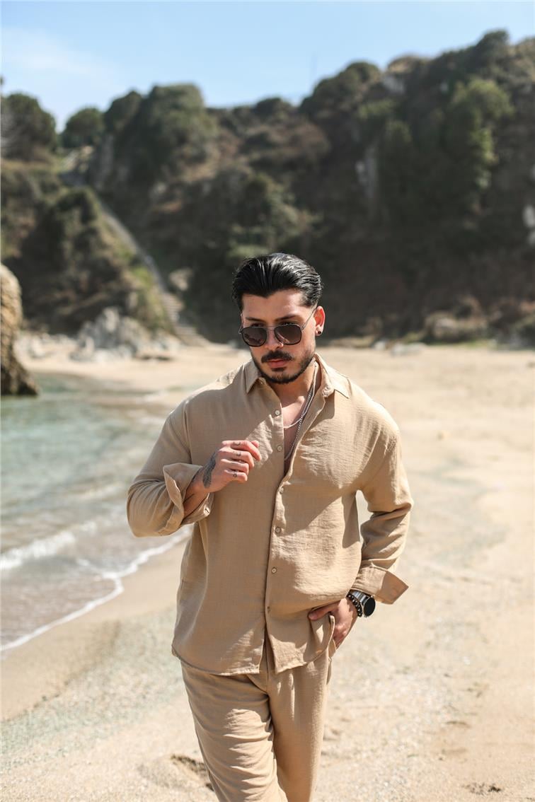 Cepsiz Basic Oversize Gömlek Camel