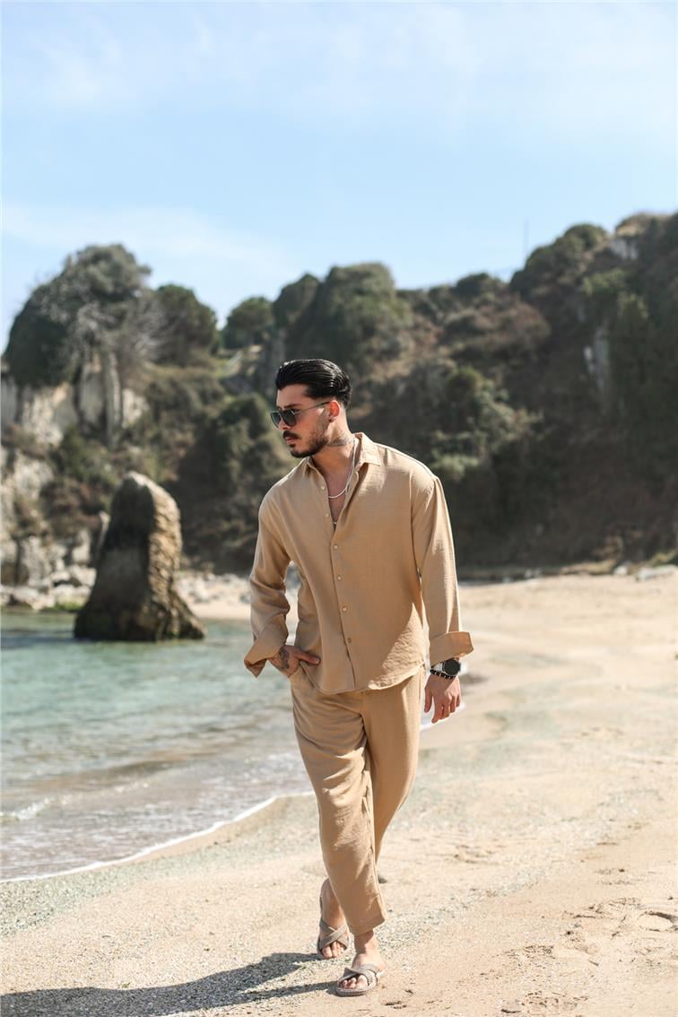 Cepsiz Basic Oversize Gömlek Camel