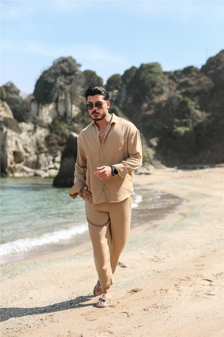 Cepsiz Basic Oversize Gömlek Camel