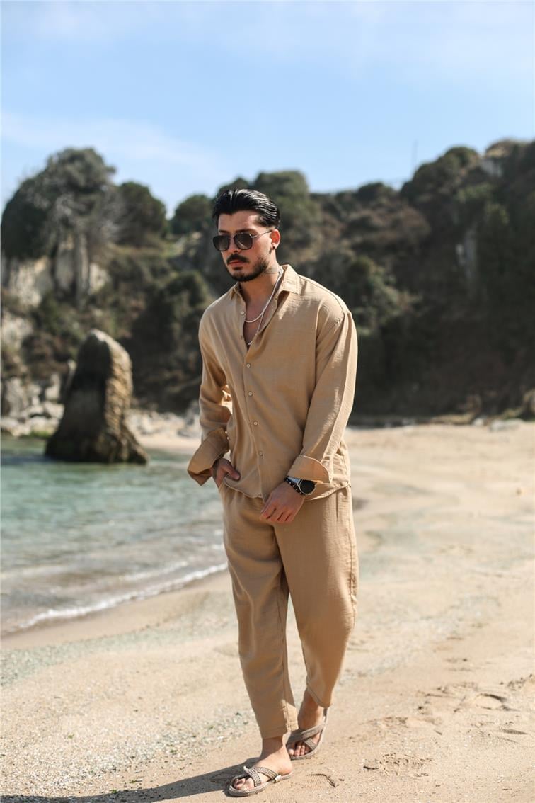 Cepsiz Basic Oversize Gömlek Camel