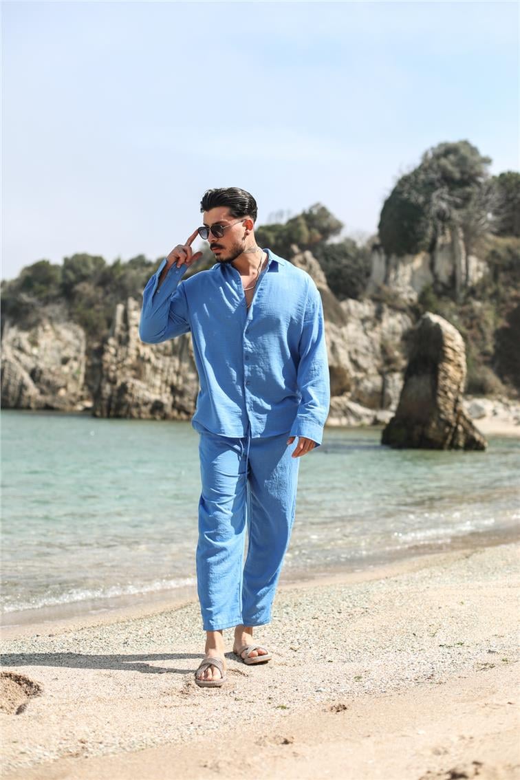 Cepsiz Basic Oversize Gömlek Koyu Mavi