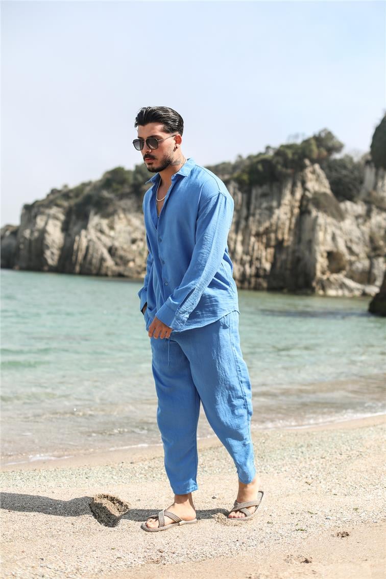 Cepsiz Basic Oversize Gömlek Koyu Mavi