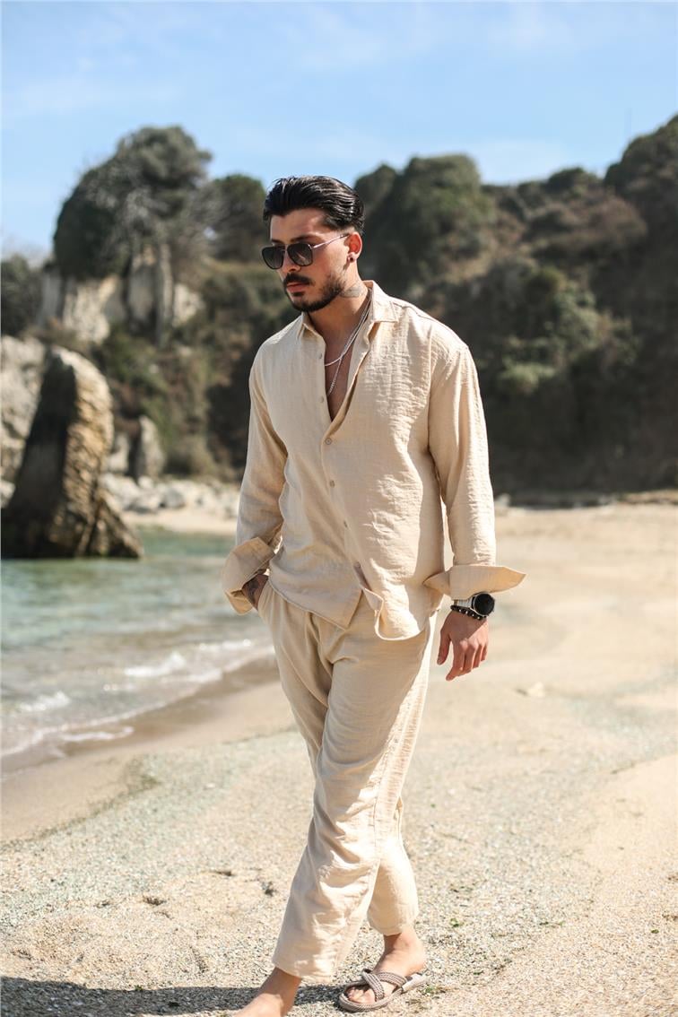 Cepsiz Basic Oversize Gömlek Krem