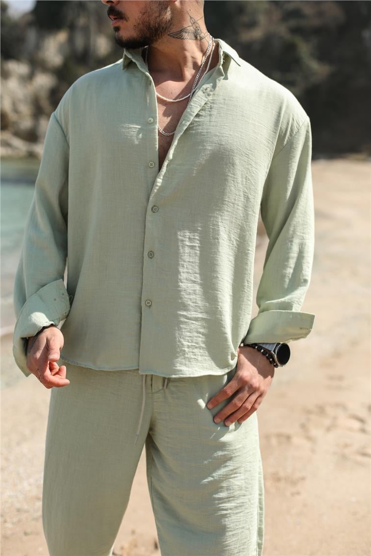 Cepsiz Basic Oversize Gömlek Mint