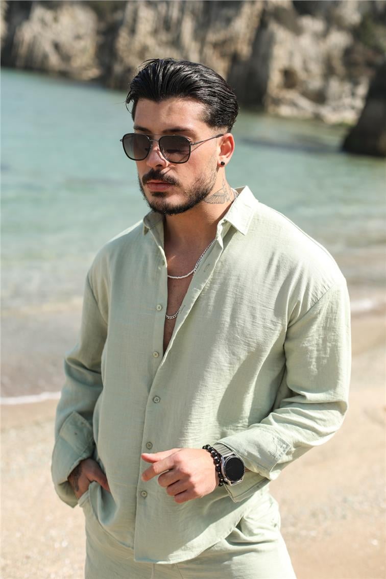 Cepsiz Basic Oversize Gömlek Mint