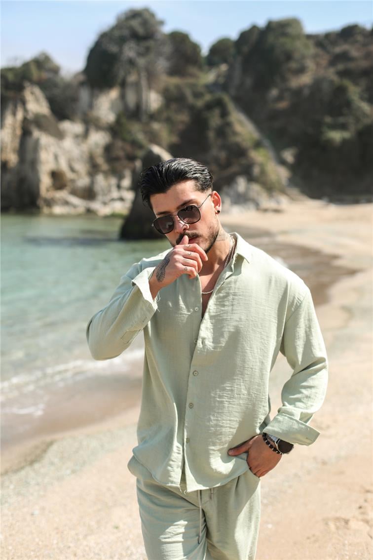 Cepsiz Basic Oversize Gömlek Mint