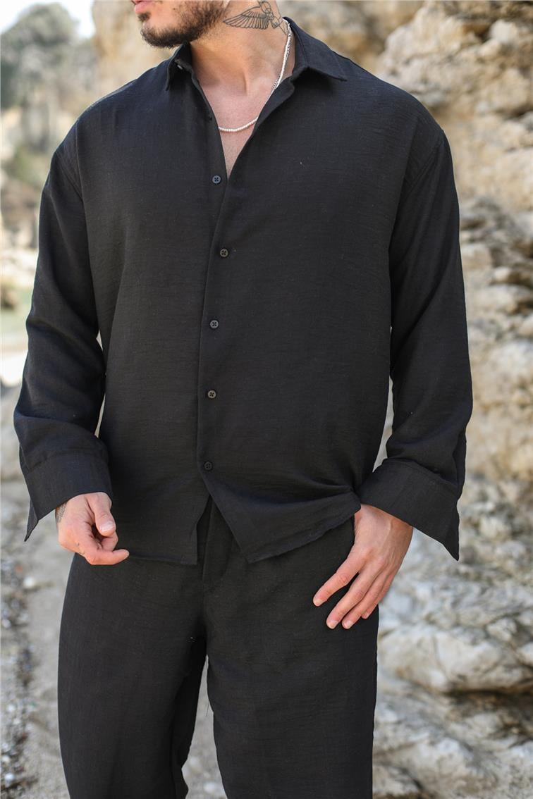 Cepsiz Basic Oversize Gömlek Siyah