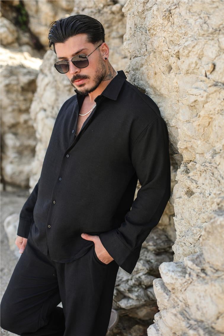 Cepsiz Basic Oversize Gömlek Siyah