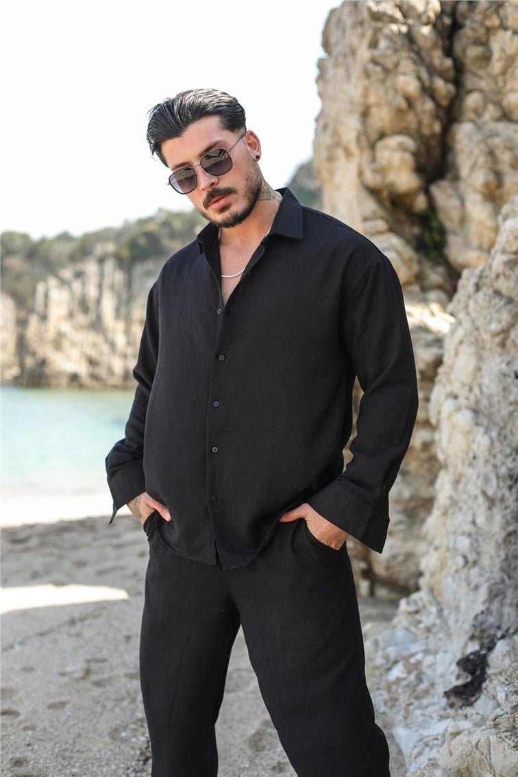 Cepsiz Basic Oversize Gömlek Siyah