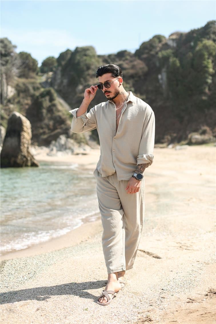 Cepsiz Basic Oversize Gömlek Taş