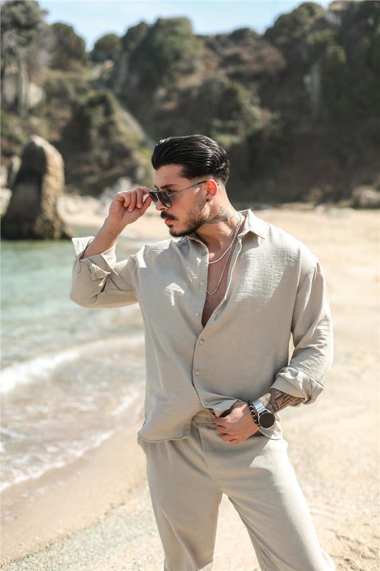 Cepsiz Basic Oversize Gömlek Taş