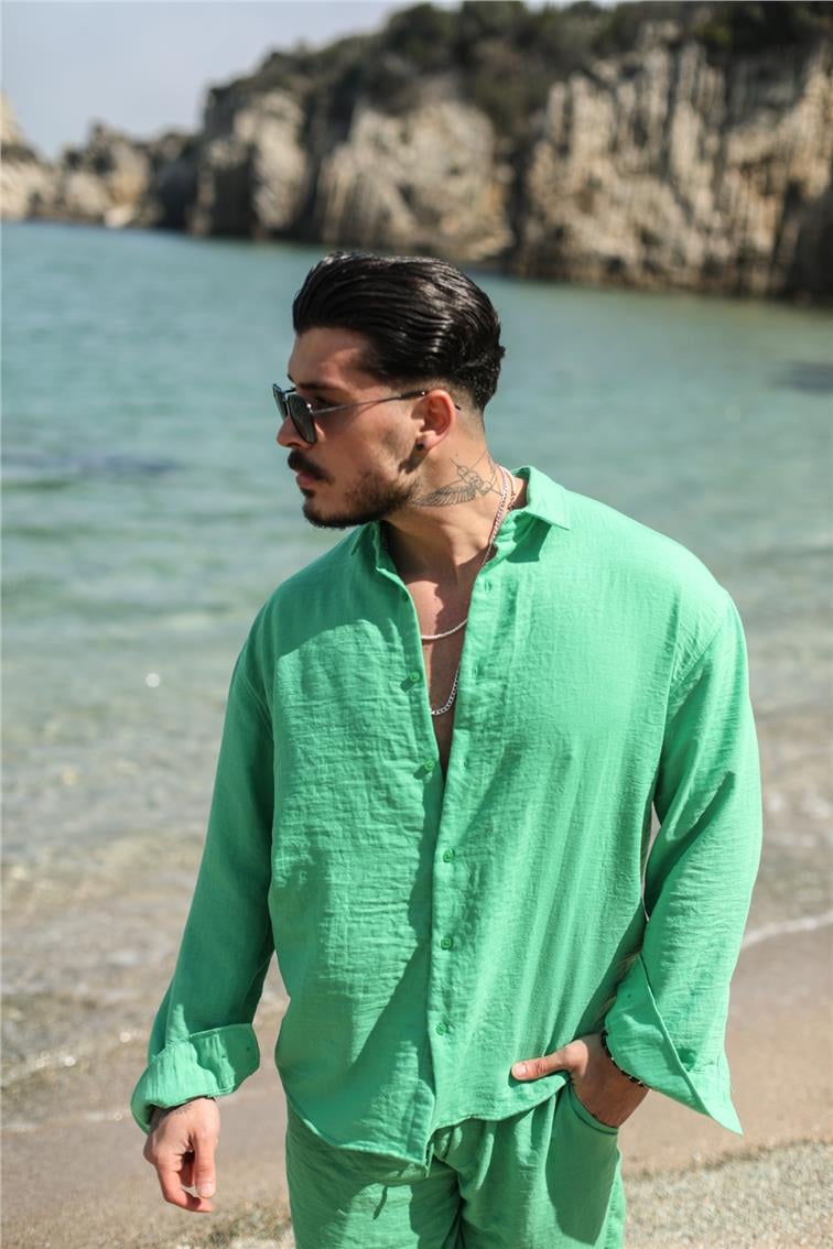 Cepsiz Basic Oversize Gömlek Yeşil