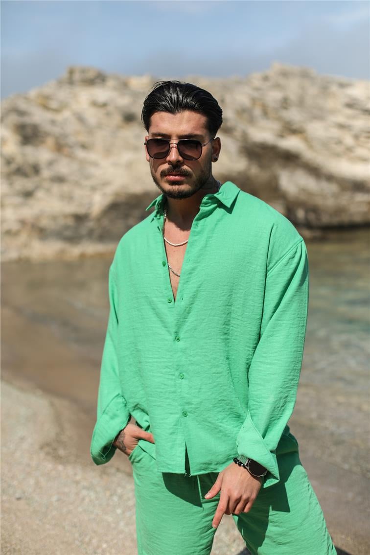 Cepsiz Basic Oversize Gömlek Yeşil