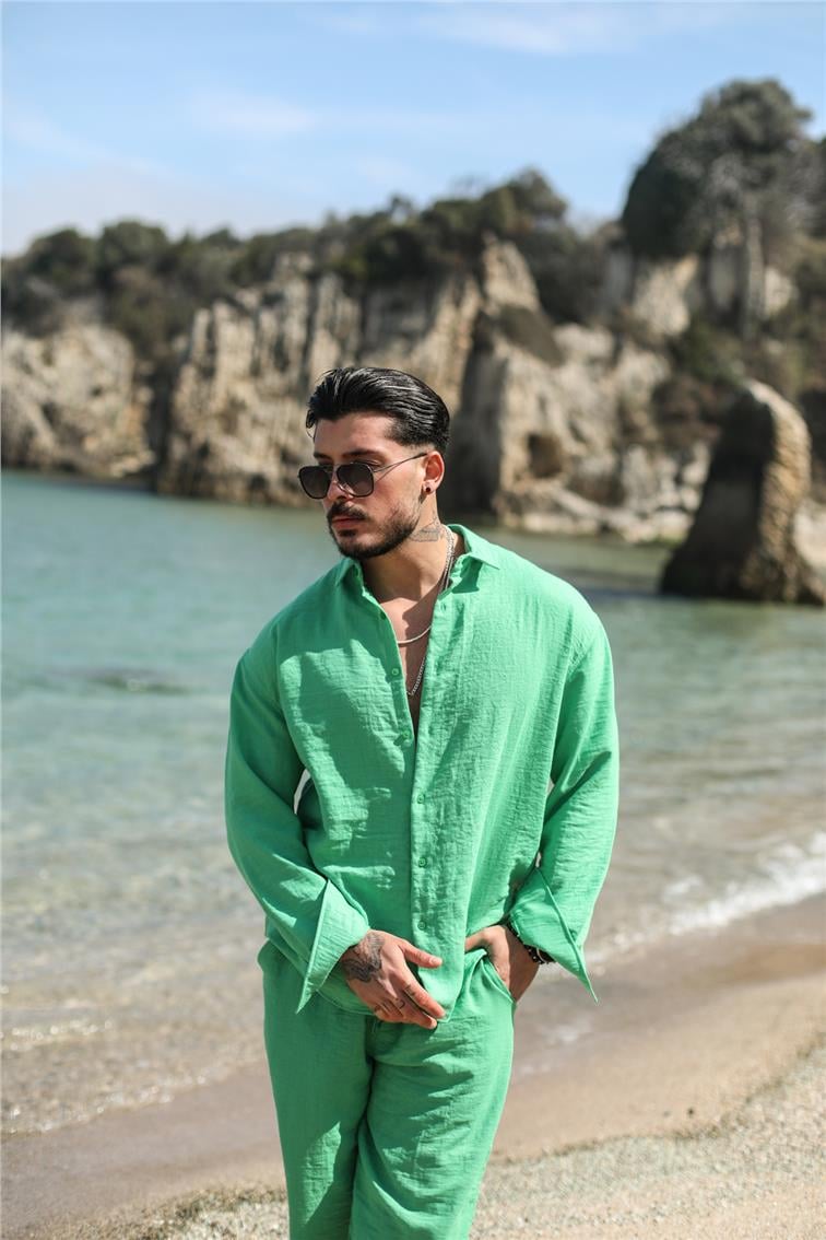 Cepsiz Basic Oversize Gömlek Yeşil