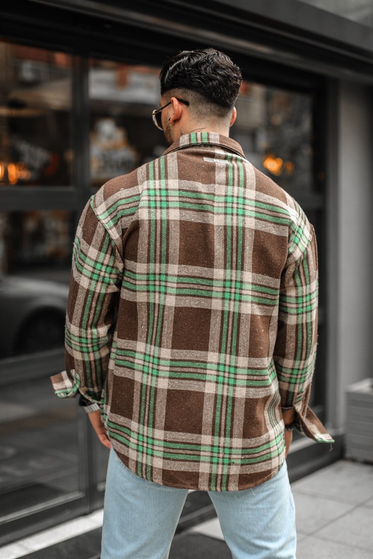 Çift Çizgili Oduncu Oversize Gömlek