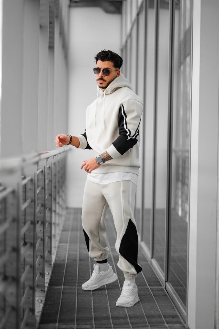 Çift Renk Detaylı Oversize Unisex Sweatshirt