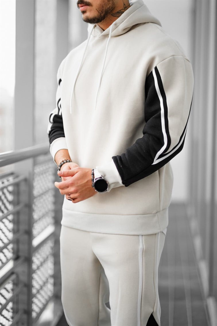 Çift Renk Detaylı Oversize Unisex Sweatshirt