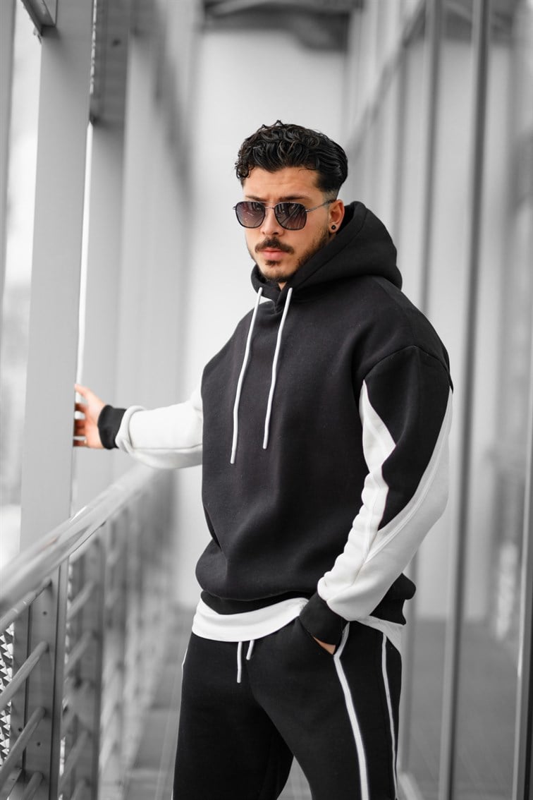 Çift Renk Detaylı Oversize Unisex Sweatshirt