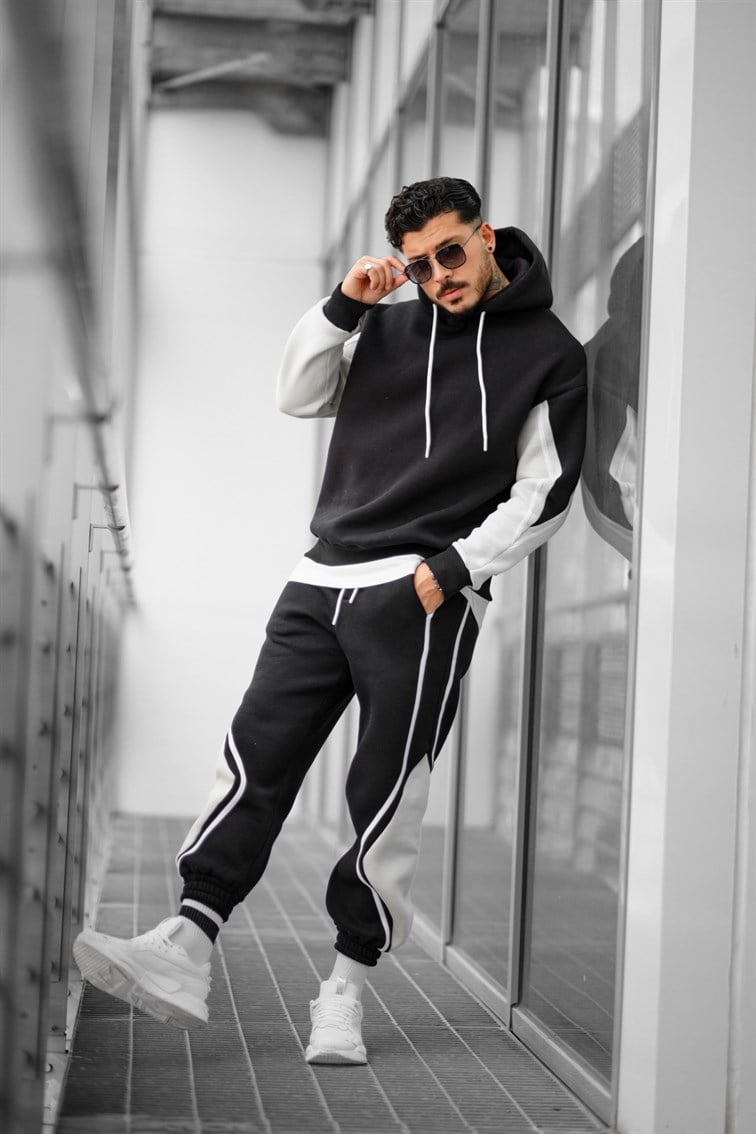 Çift Renk Detaylı Oversize Unisex Sweatshirt