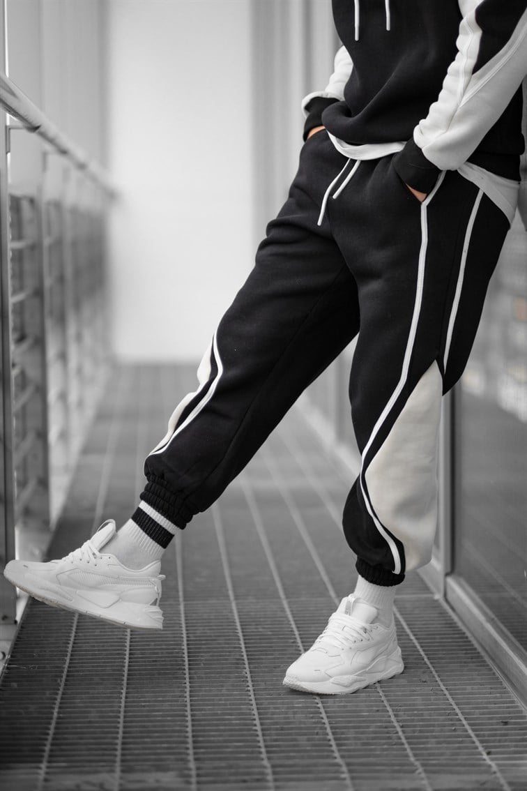 Çift Renk Detaylı Unisex Eşofman
