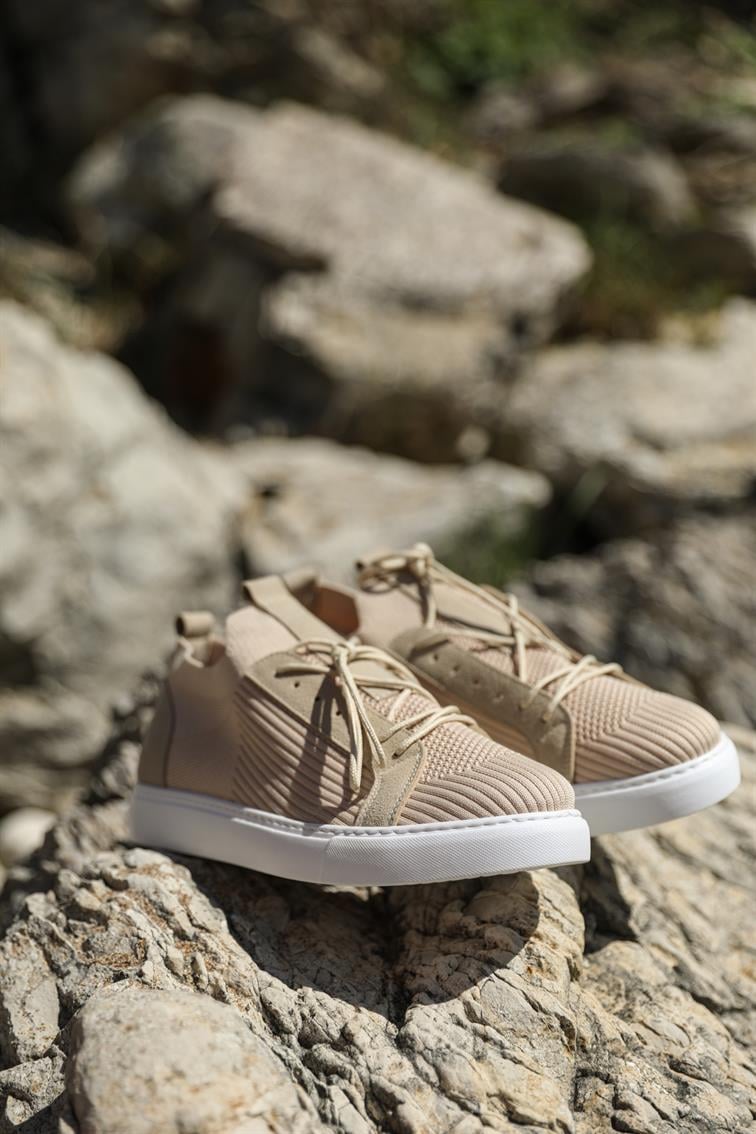 Çizgili Basic Shoes Bej
