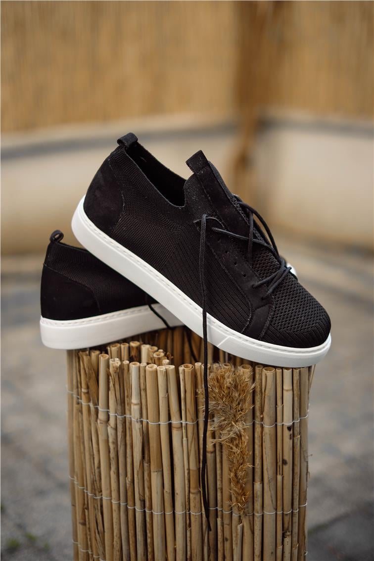 Çizgili Basic Shoes Siyah