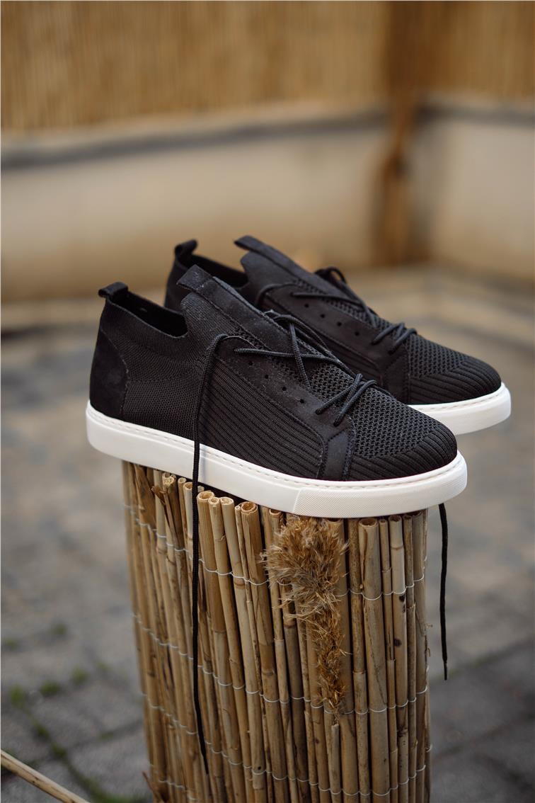 Çizgili Basic Shoes Siyah