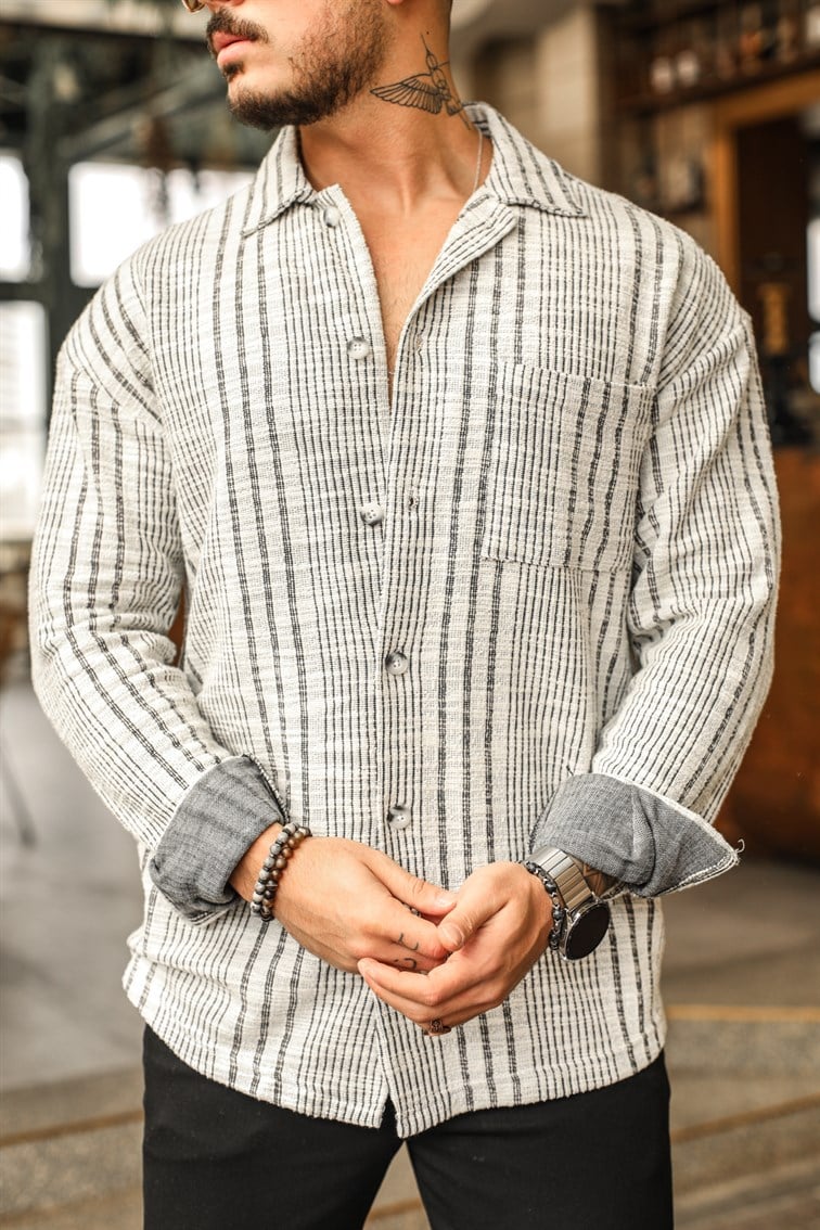 Çizgili Oduncu Oversize Gömlek