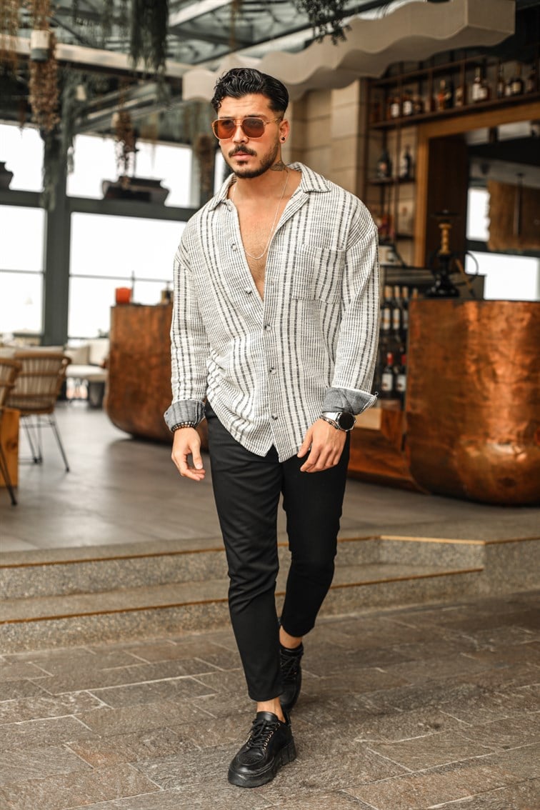 Çizgili Oduncu Oversize Gömlek