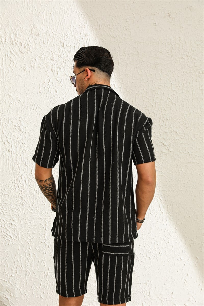 Çizgili Örme Oversize Gömlek