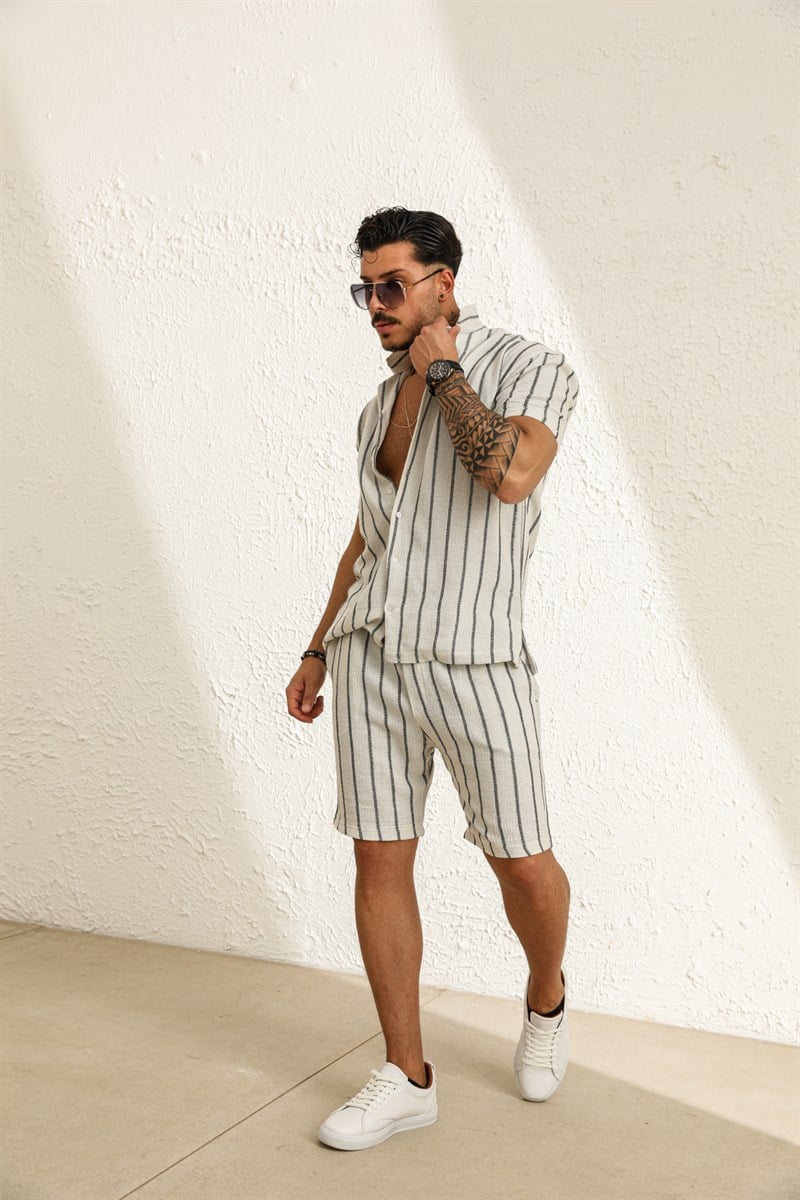 Çizgili Örme Şort