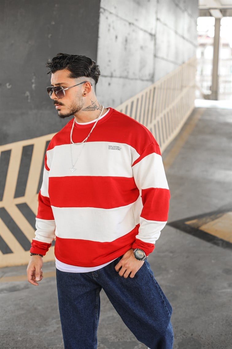 Çizgili Oversize Sweatshirt