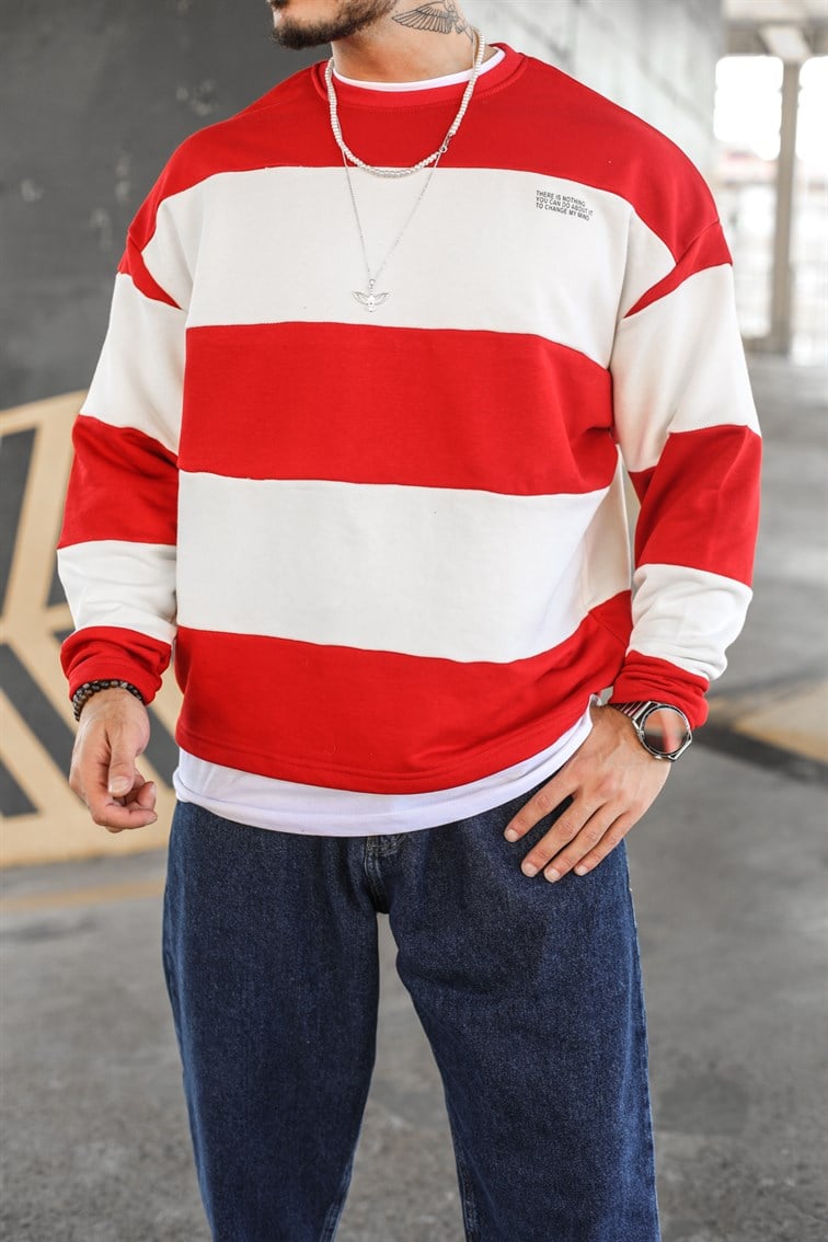 Çizgili Oversize Sweatshirt